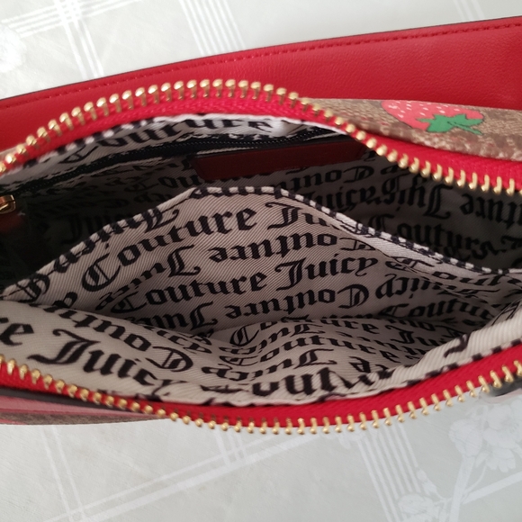 Juicy Couture Freshly Picked Strawberry Shoulder Bag Chestnut Chino/Cool Red NWT - Picture 11 of 16